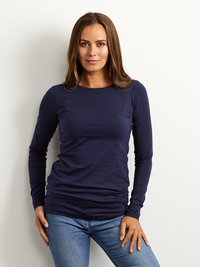 long length cotton tee - navy