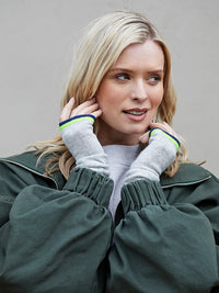renee wrist warmers - grey with indigo & neon yellow