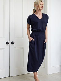 bali midi dress with pockets - navy