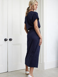 bali midi dress with pockets - navy