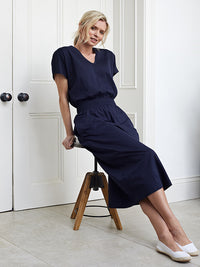 bali midi dress with pockets - navy