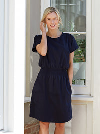 bali navy t-shirt dress with pockets - navy