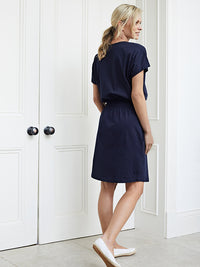 bali navy t-shirt dress with pockets - navy
