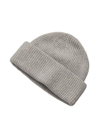 cashmere ribbed beanie - grey