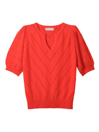 celine pointelle top - flame orange