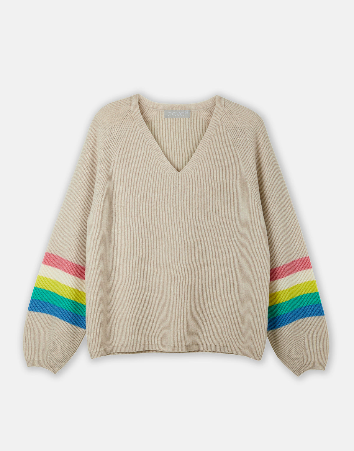 vicky v neck jumper - hessian