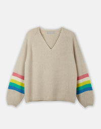 vicky v neck jumper - hessian
