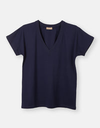 v neck short sleeve tee - navy