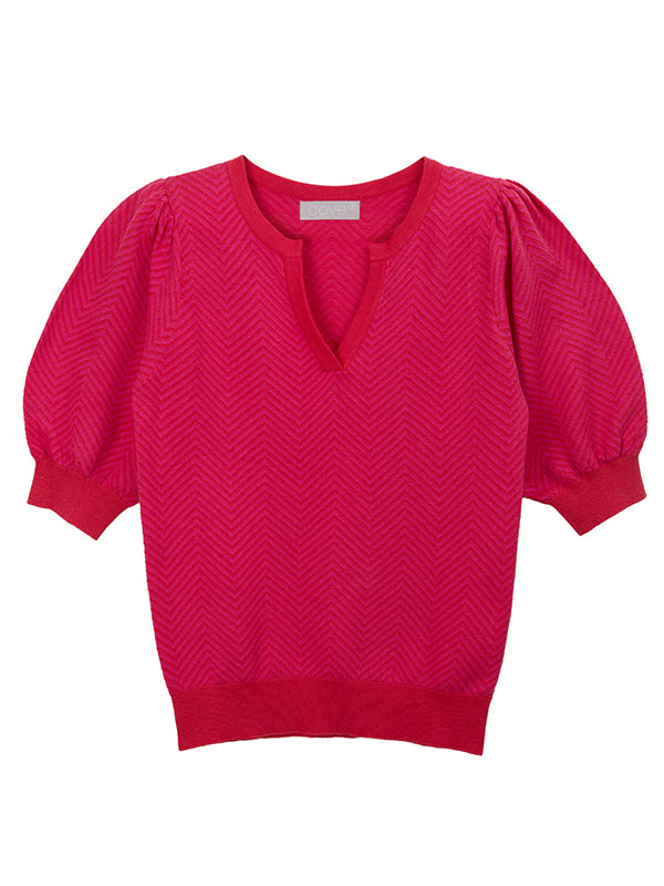 cissy chevron top - red & pink