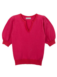 cissy chevron top - red & pink