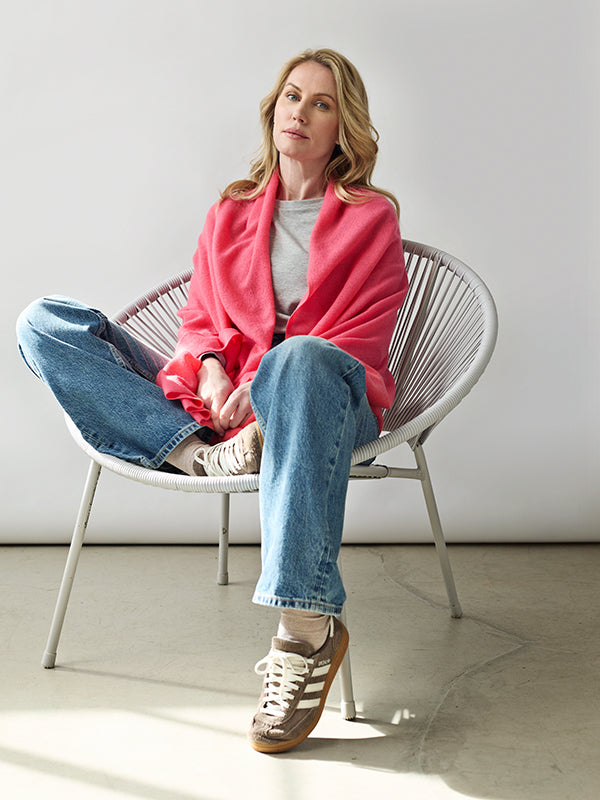 lola cashmere travel wrap - coral