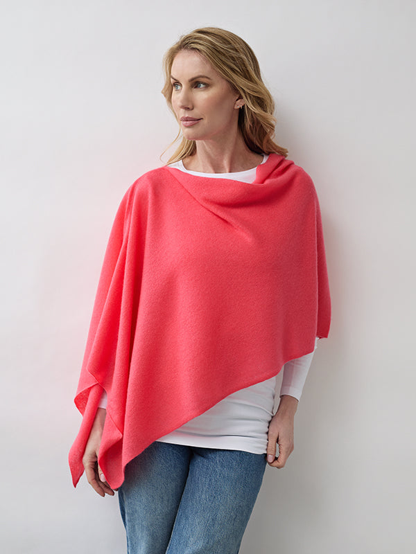 lucy 4-way cashmere poncho - coral