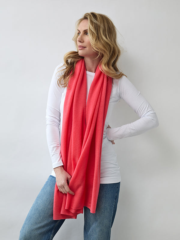 lucy 4-way cashmere poncho - coral