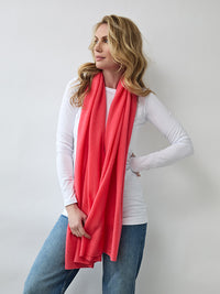 lucy 4-way cashmere poncho - coral