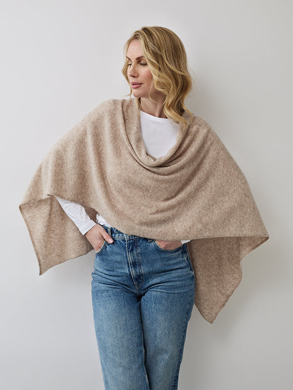 lucy 4-way cashmere poncho - fawn