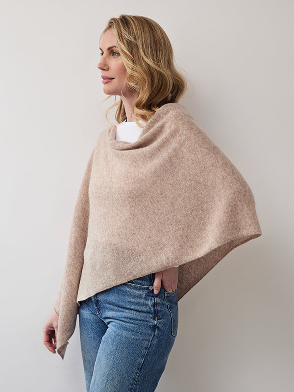 lucy 4-way cashmere poncho - fawn