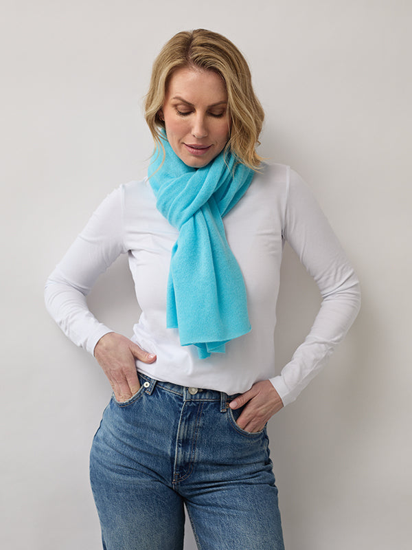 lucy 4-way cashmere poncho - aqua