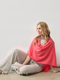 lucy 4-way cashmere poncho - coral