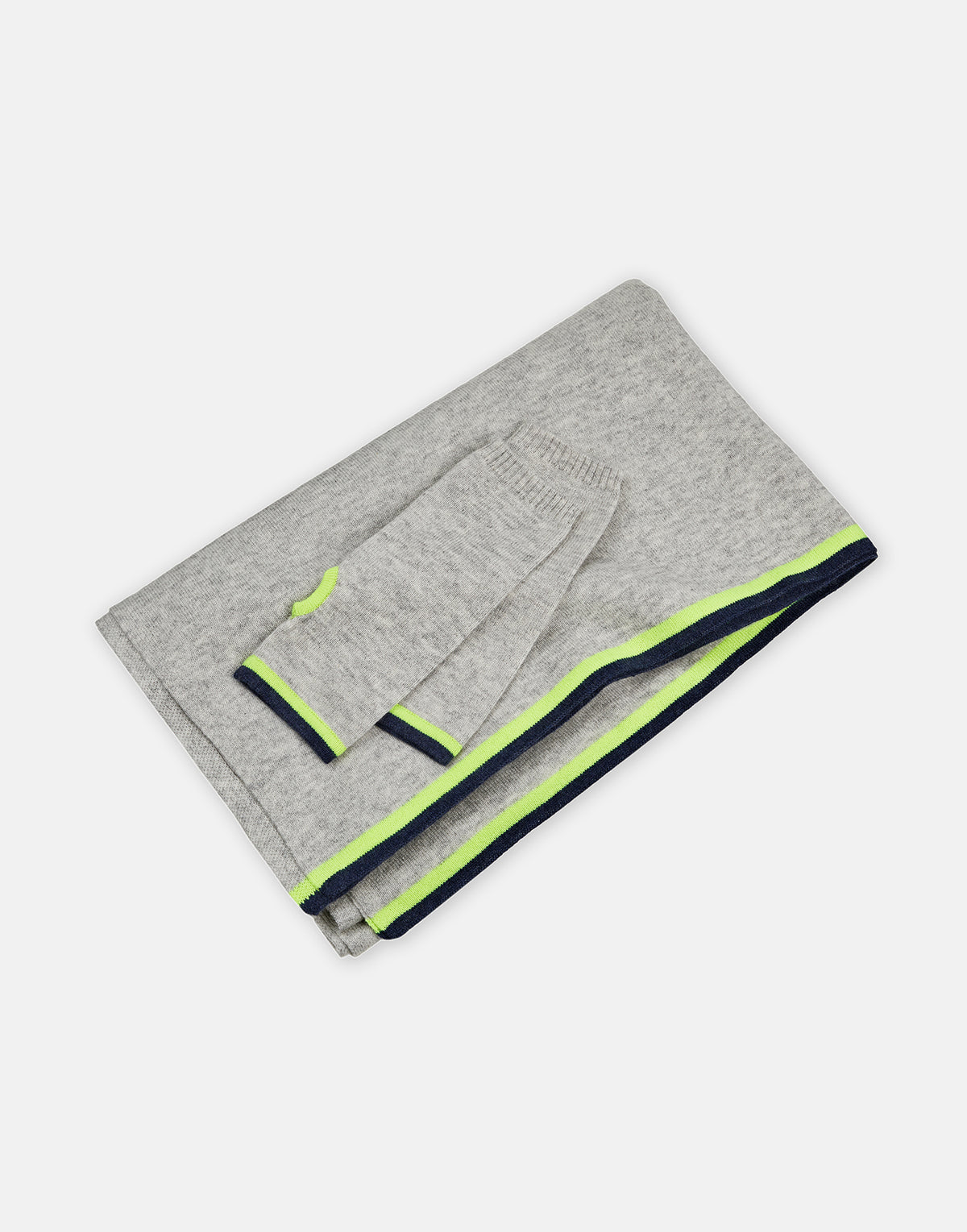 renee wrist warmers - grey with indigo & neon yellow