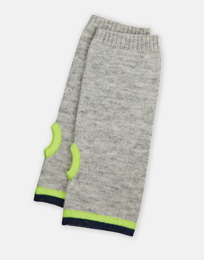 renee wrist warmers - grey with indigo & neon yellow