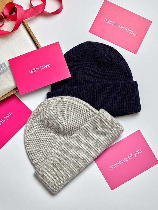 letterbox gift cashmere ribbed beanie