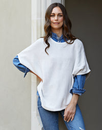 flora reversible poncho - cream