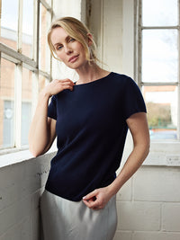 lillie cashmere tee - navy