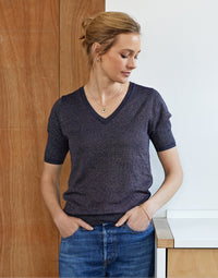 lily lurex tee - navy