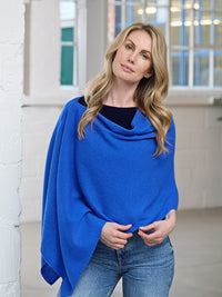 lucy 4-way cashmere poncho - cobalt