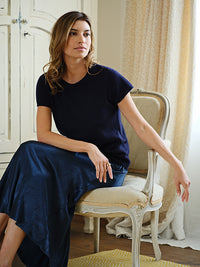 lillie cashmere tee - navy
