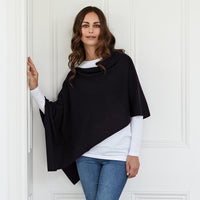 lucy 4-way cashmere poncho - black