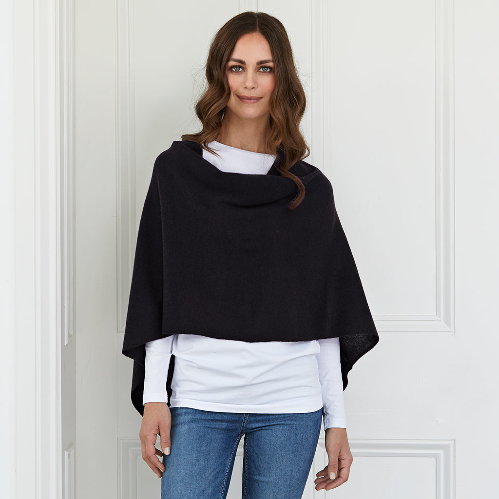 lucy 4-way cashmere poncho (PRE-ORDER) - black