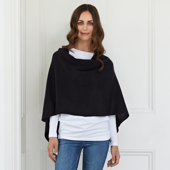 lucy 4-way cashmere poncho (PRE-ORDER) - black