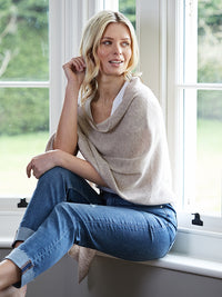 lucy 4-way cashmere poncho - fawn