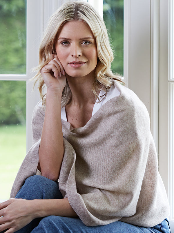 lucy 4-way cashmere poncho - fawn