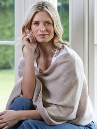 lucy 4-way cashmere poncho - fawn