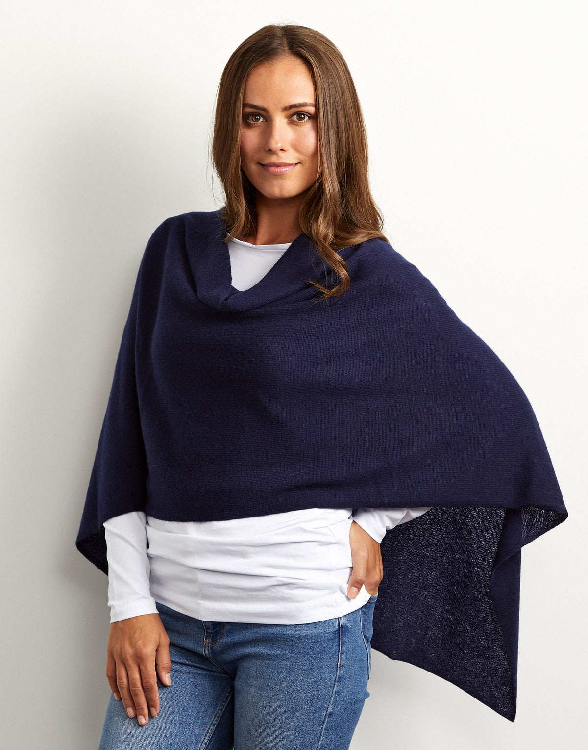lucy 4-way cashmere poncho - navy