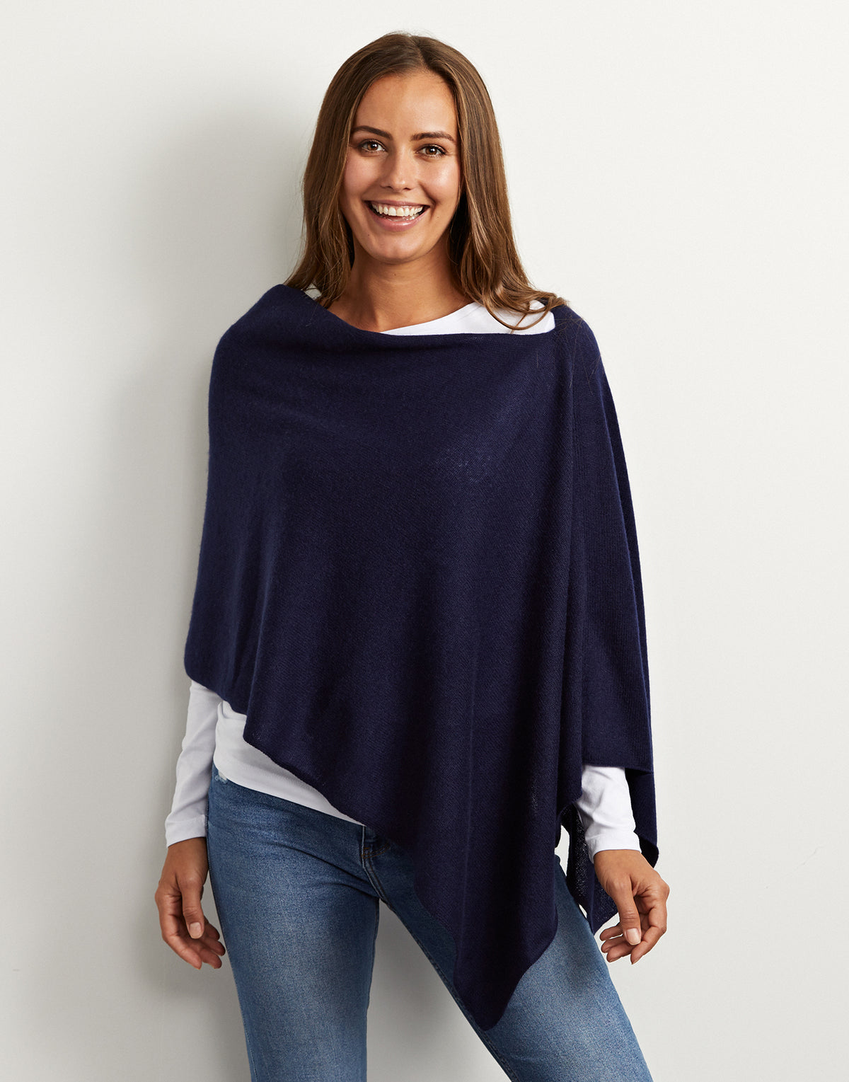 lucy 4-way cashmere poncho - navy