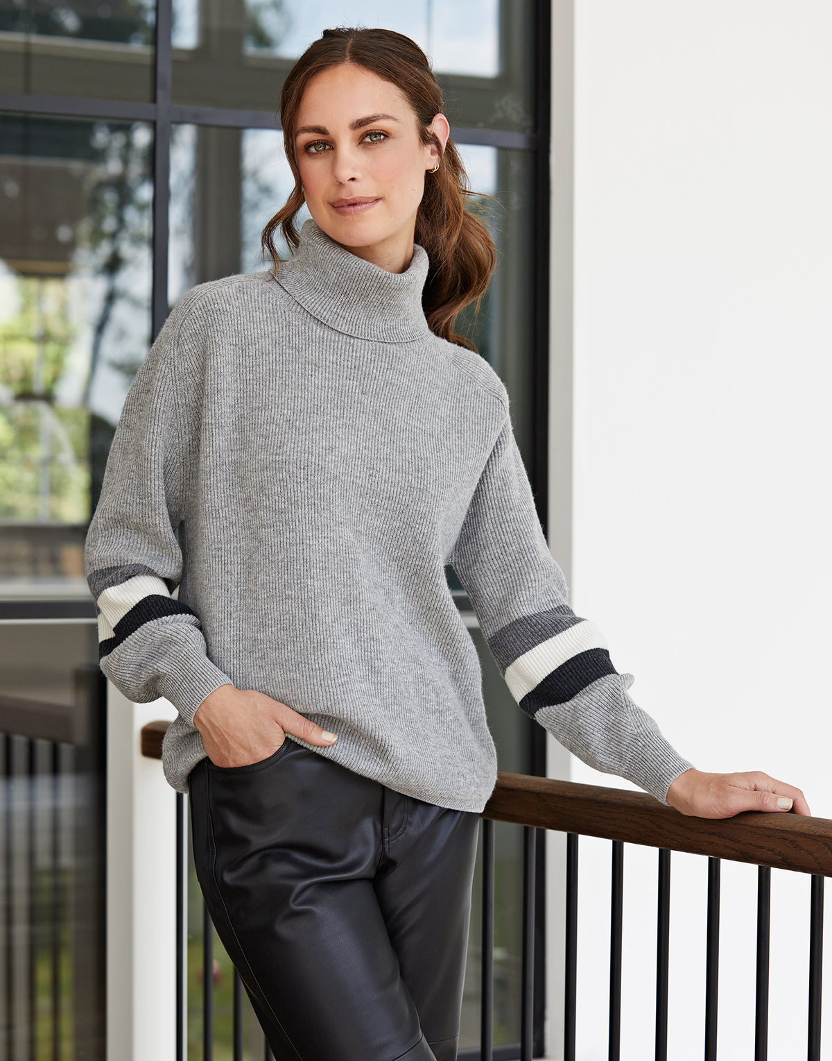 rosa roll neck jumper - grey