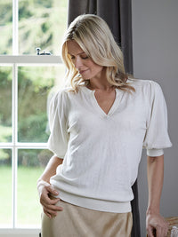 cissy pointelle top - cream