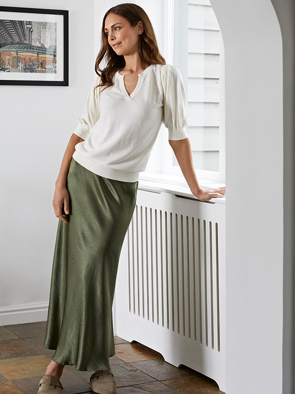 Green Skirt Satin Skirt Khaki Khaki Satin Bias Cut Maxi Skirt