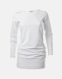 long length cotton tee - white