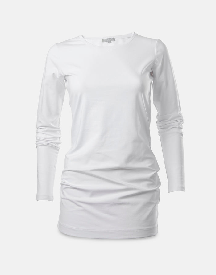 long length cotton tee - white