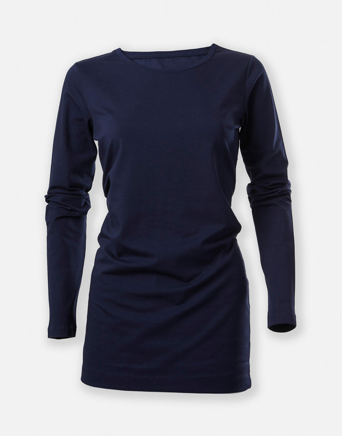 long length cotton tee - navy