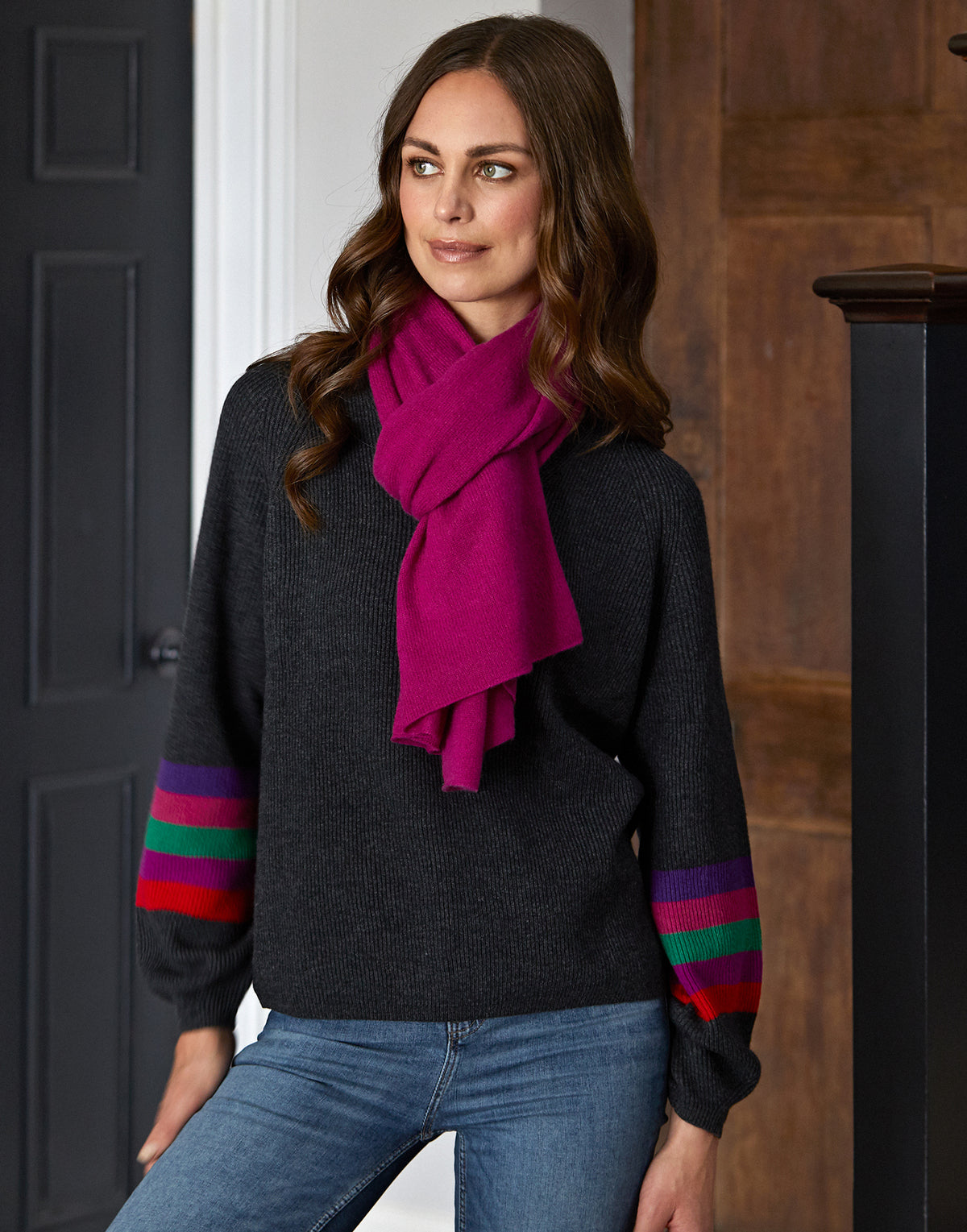 vicky v neck jumper - charcoal
