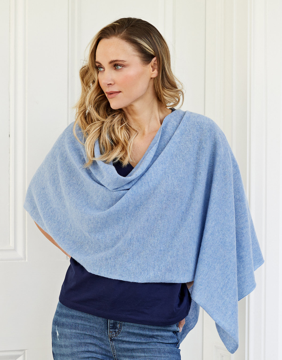 lucy 4-way cashmere poncho - blue