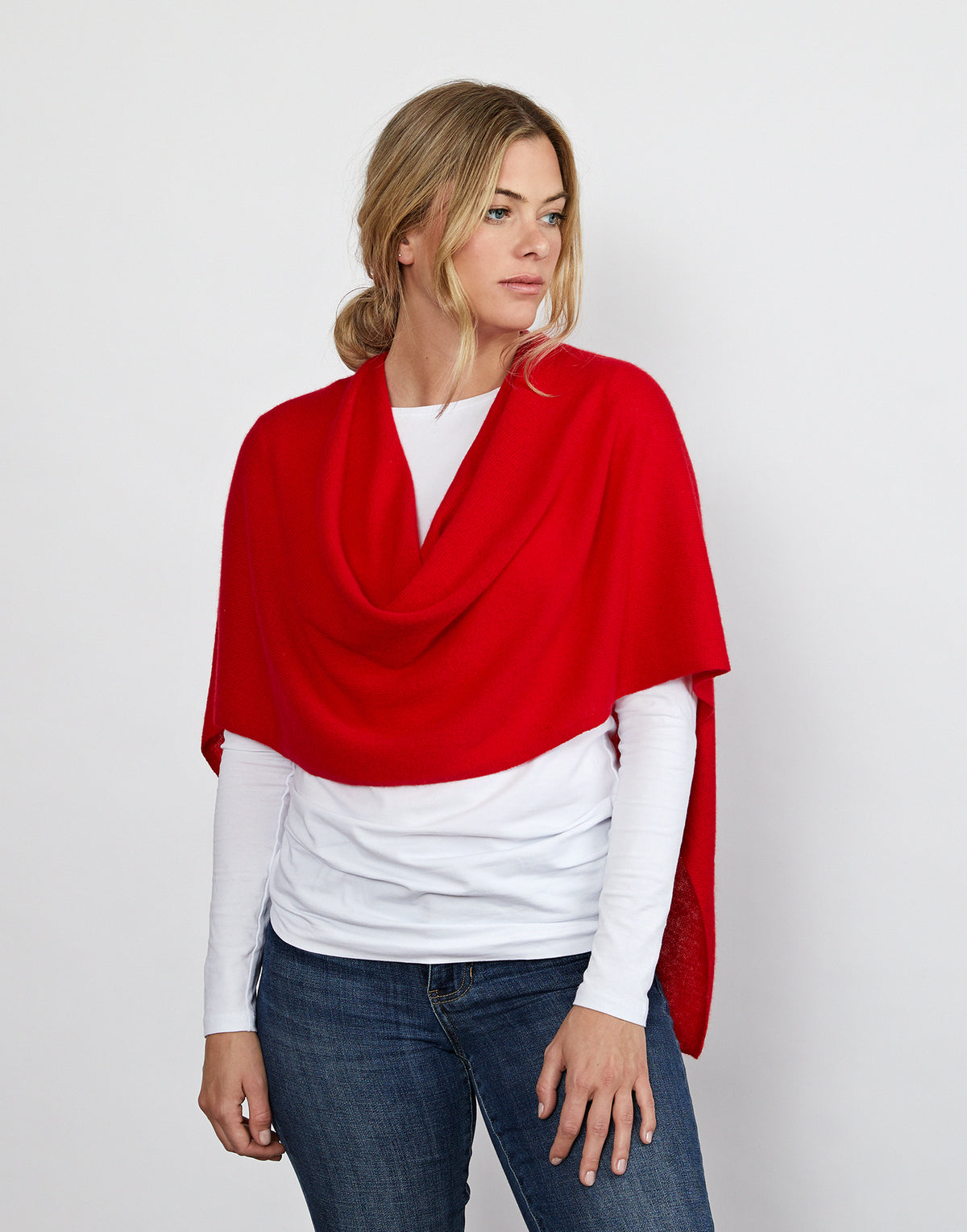 lucy 4-way cashmere poncho - red