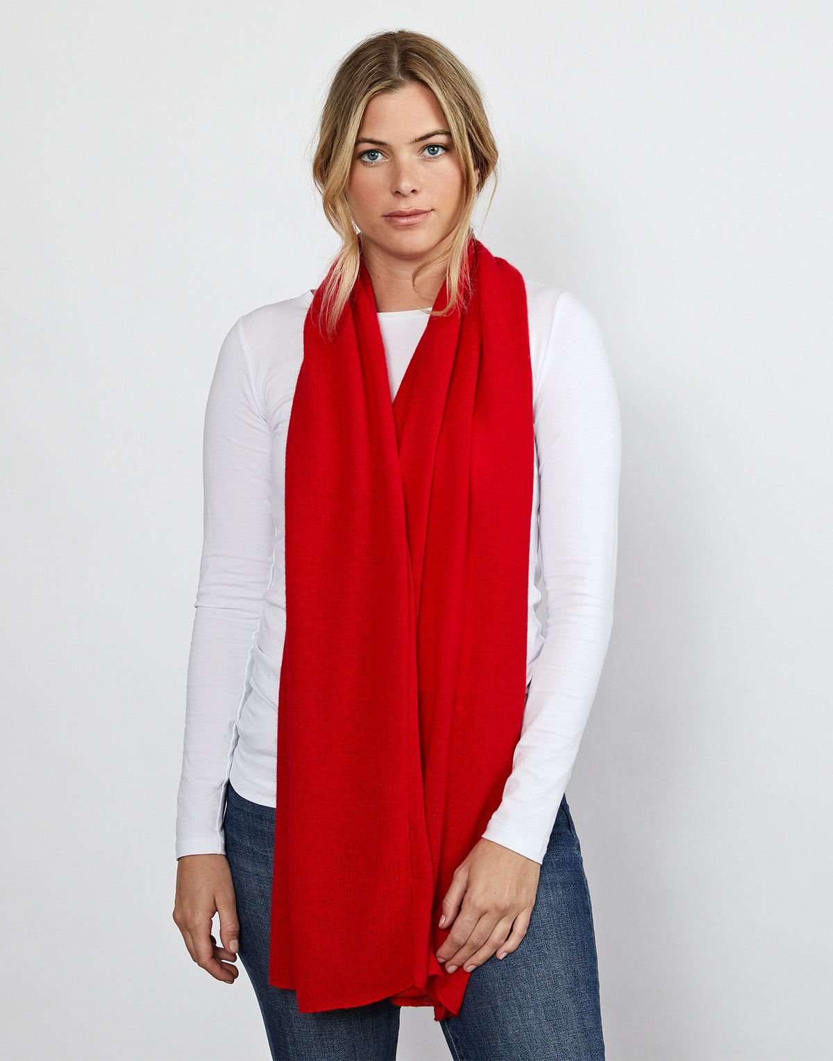 lucy 4-way cashmere poncho - red