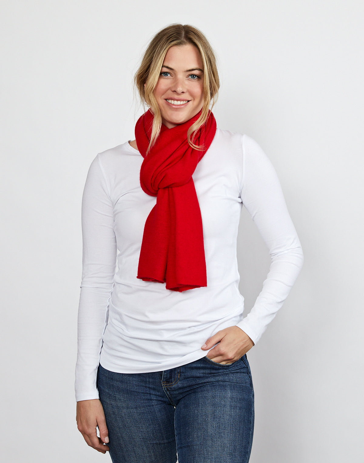 lucy 4-way cashmere poncho - red