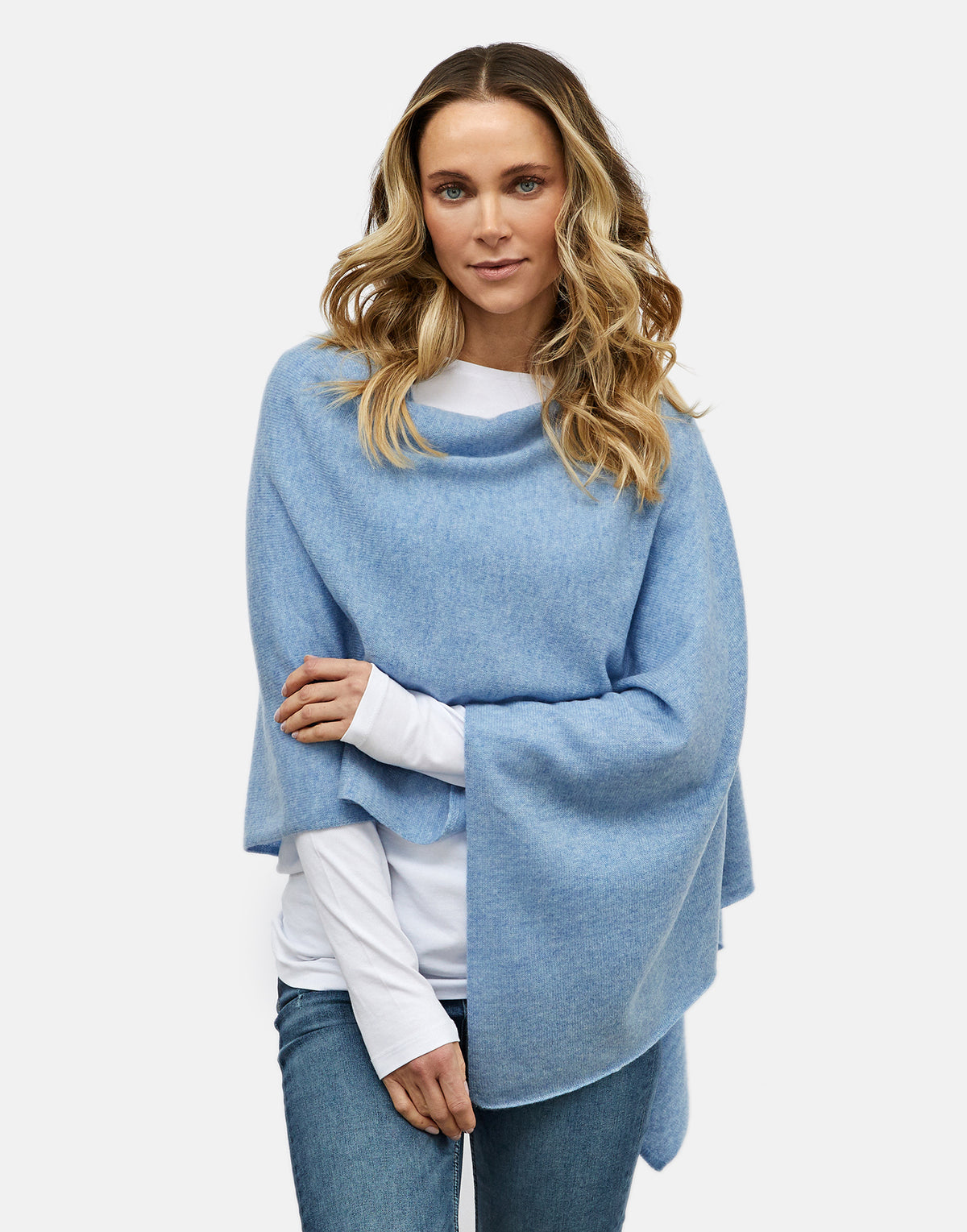 lucy 4-way cashmere poncho - blue